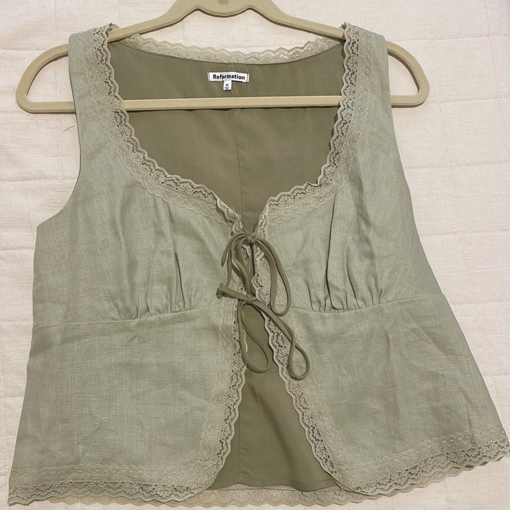 Reformation Tie Front Top